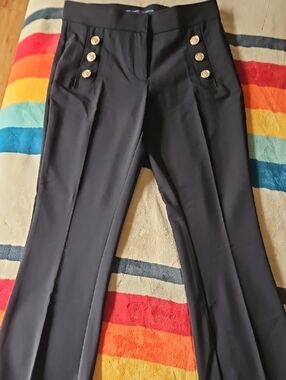 Black High-Waisted Dress Pants with Gold Buttons